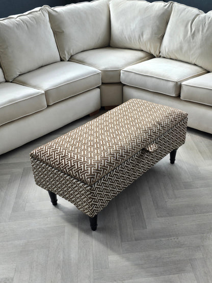 Bloc pattern geometry brown coffee table storage Footstool Pouffe