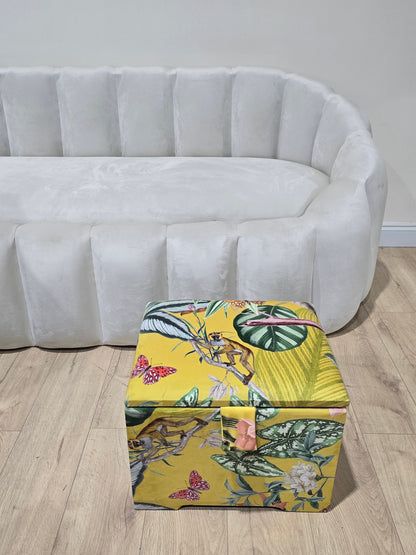 ZEN Small Plain Storage Box floral, Ottoman, deep Storage