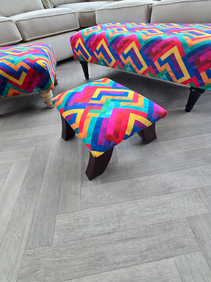 PREMIUM Multi Colour Trem Footstool window bay seat pouffe