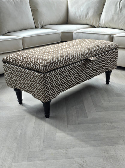Bloc pattern geometry brown coffee table storage Footstool Pouffe