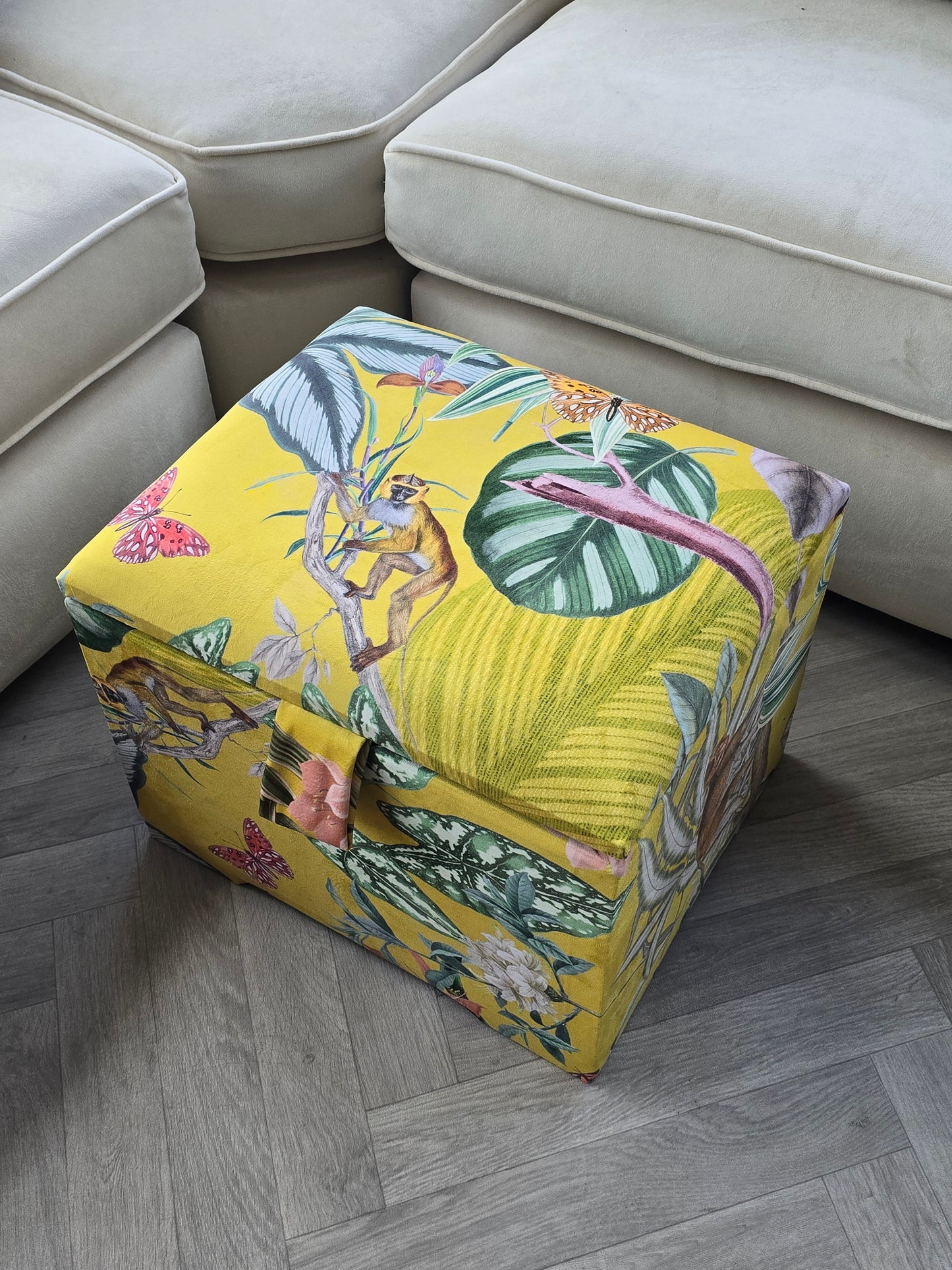 ZEN Small Plain Storage Box floral, Ottoman, deep Storage