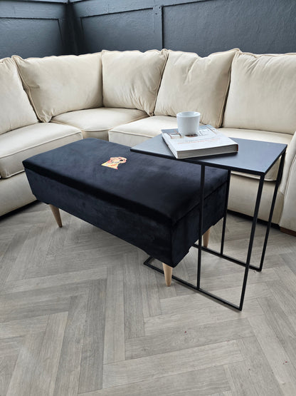 Labrador embroidered black velvet soft luxurious storage coffee table