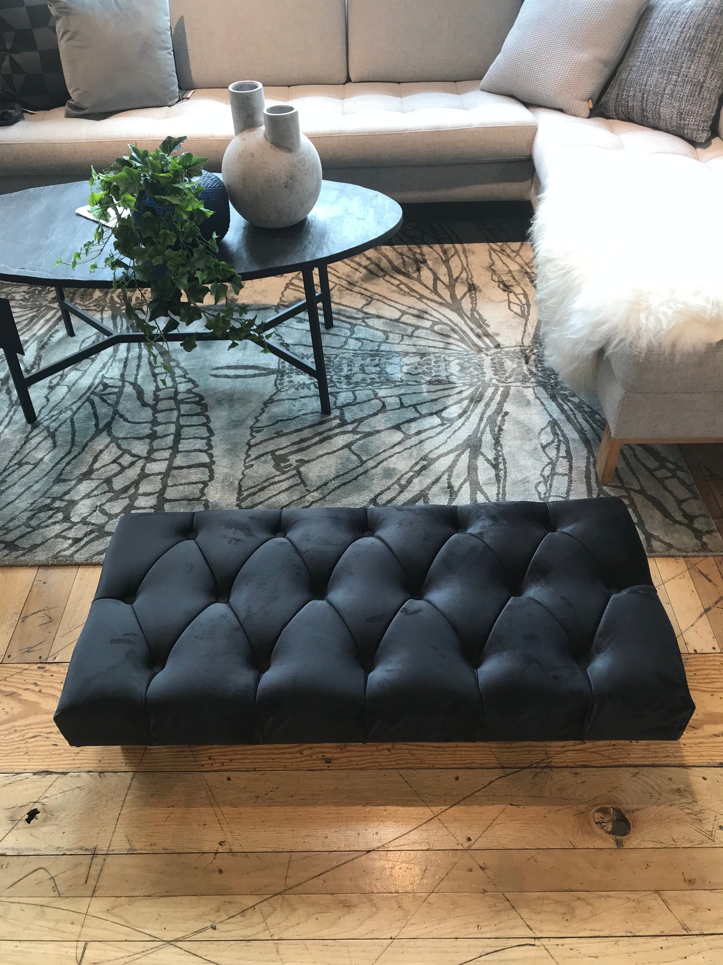 Non storage Chesterfield Footstool Bench, Pouffe footrest