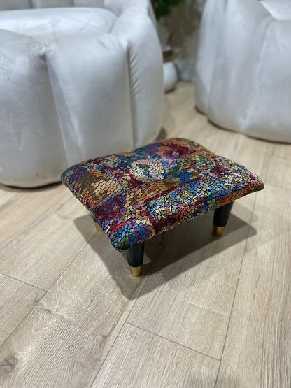 Small stained glass footrest pouffe