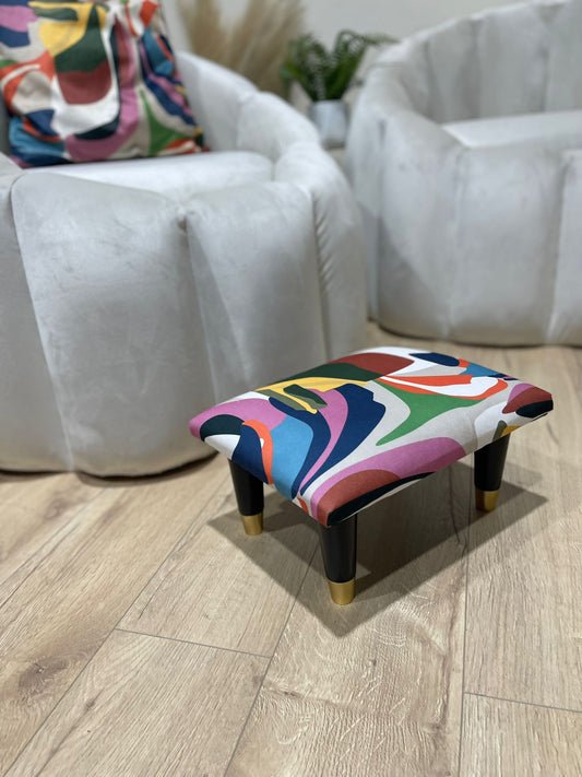 Small multi colour footrest pouffe