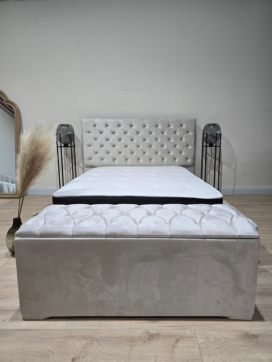 Cream large Ottoman deep bedroom storage box chesterfield bench seat