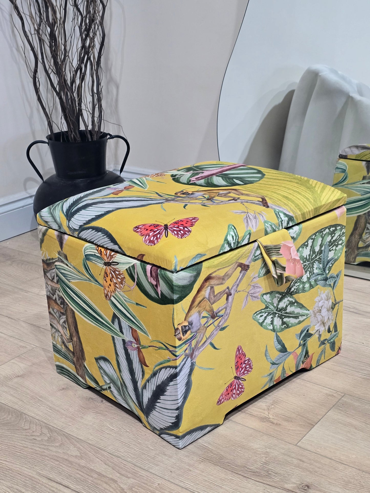 ZEN Small Plain Storage Box floral, Ottoman, deep Storage