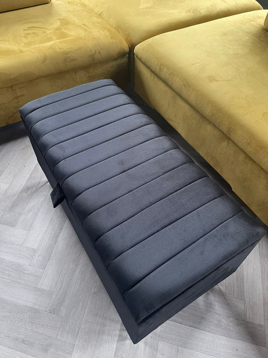 Rectangle line panel storage bench,  Footstool coffee table