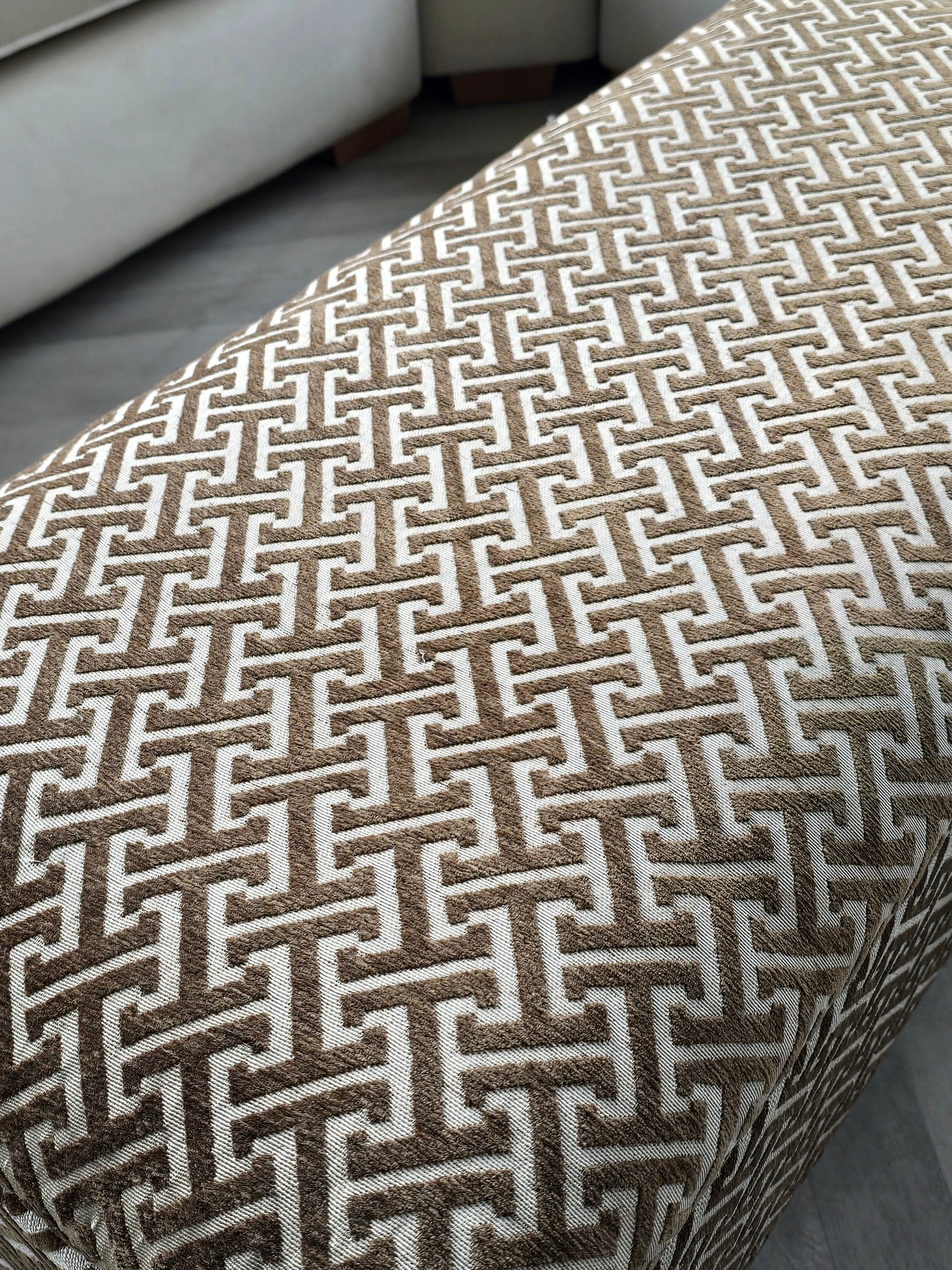 Bloc pattern geometry brown coffee table storage Footstool Pouffe