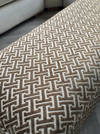 Bloc pattern geometry brown coffee table storage Footstool Pouffe