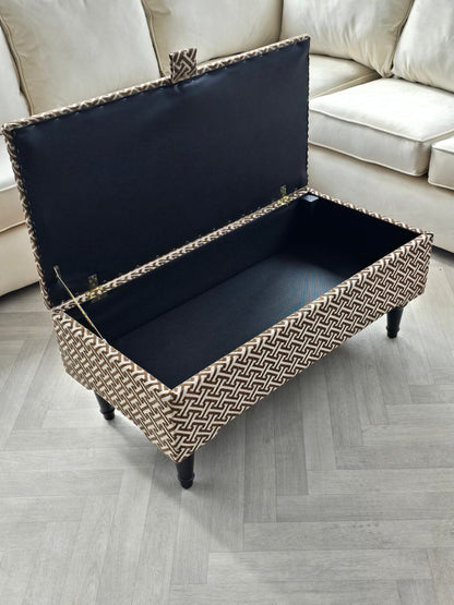 Bloc pattern geometry brown coffee table storage Footstool Pouffe