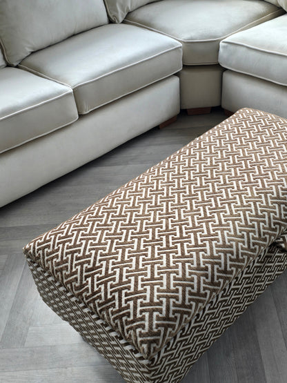 Bloc pattern geometry brown coffee table storage Footstool Pouffe