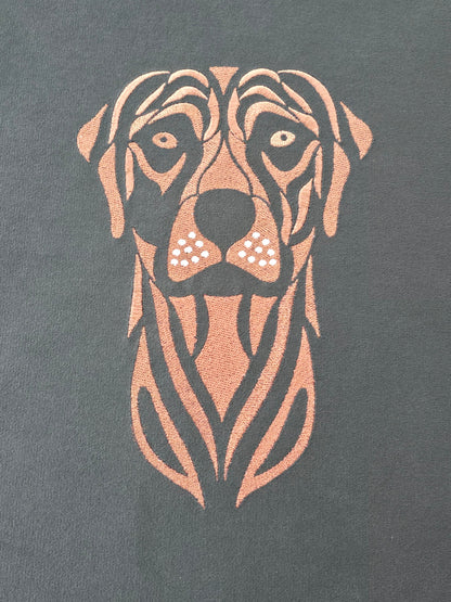 Square Labrador premium embroidered black velvet soft luxurious storage coffee table